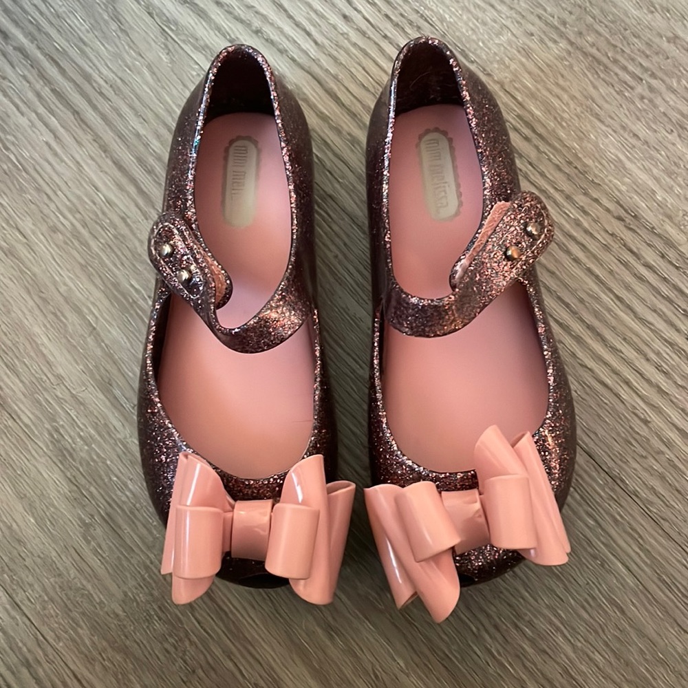 Mini Melissa Sparkling Bow Jelly Mary Jane Flats